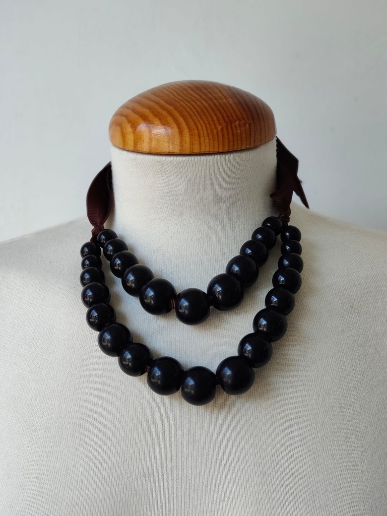 Collar Doble Bola Negro