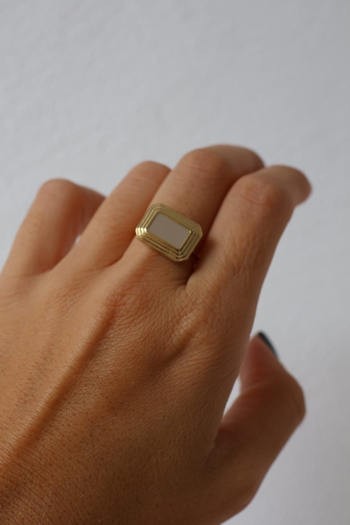 Anillo Rectángulo Blanco