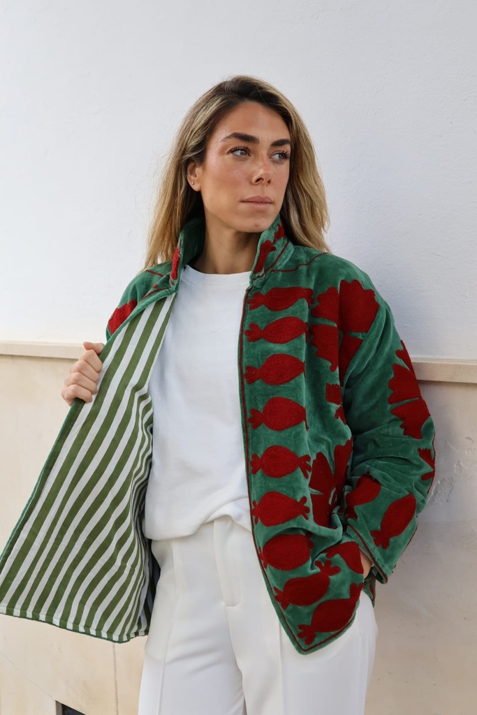 Chaqueta MARÍA Verde-Burdeos