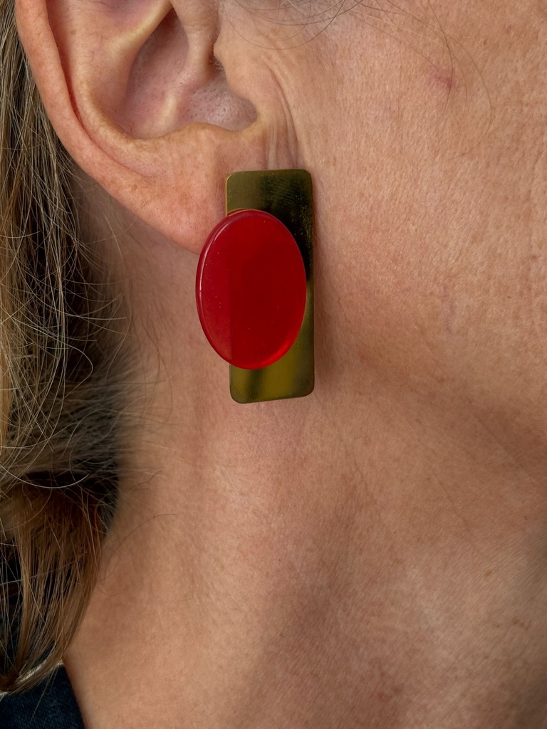 Pendiente OVAL Rojo