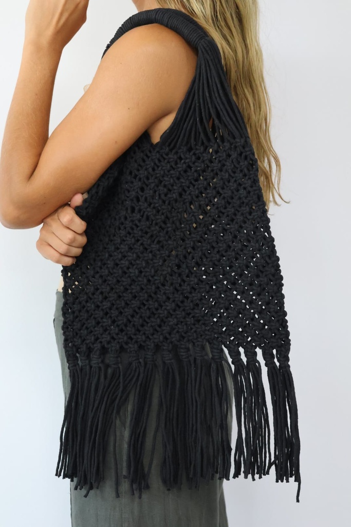 Bolso MACRAMÉ Pequeño Negro. REBAJADO %