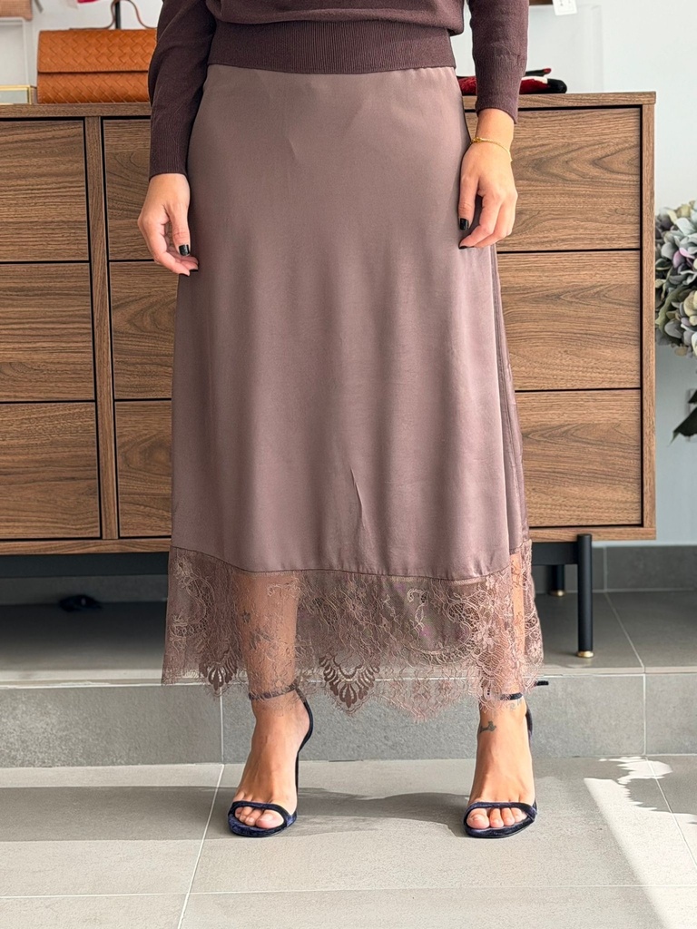 Falda ENCAJE Marrón