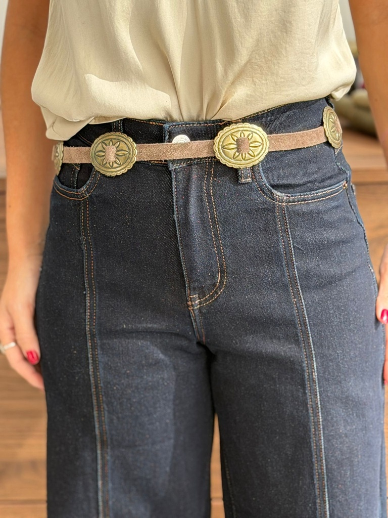 Cinturón PLACAS Dorado/Camel