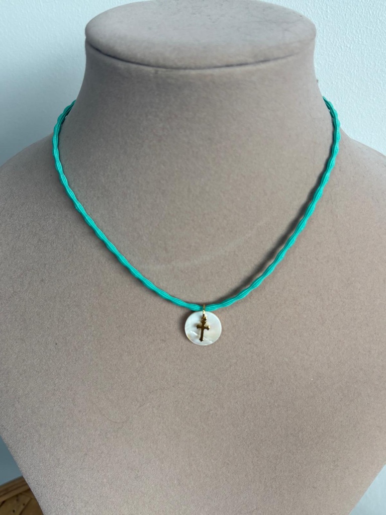 Gargantilla RIZADA Verde Agua