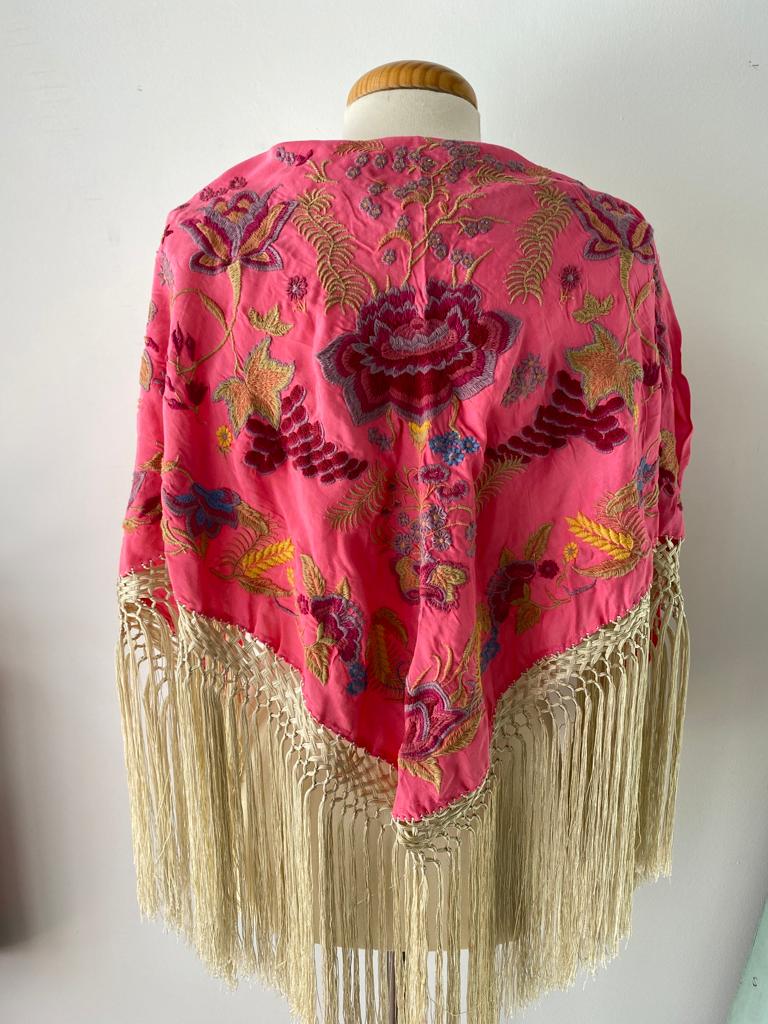 Mantón Viñedo Rosa/Marfil Esterilla