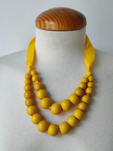 Collar Doble Bola Amarillo