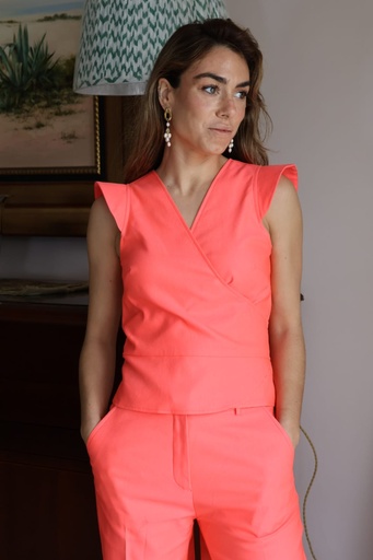 Camisa TOP CRUZADO Naranja. Talla 42