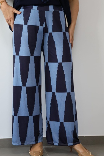 [LET3613AZ] Pantalón AJEDREZ Azul  REBAJADO 30%