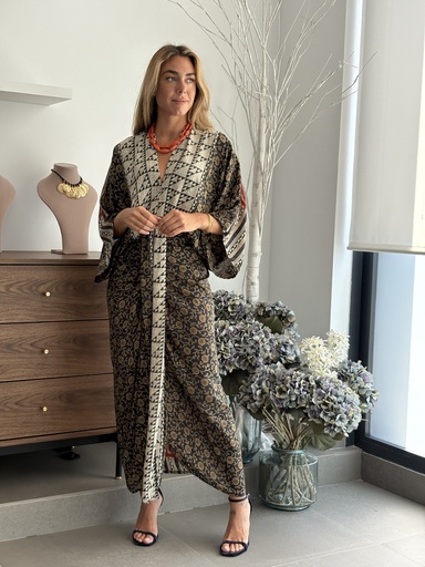 [MN1887N/NJ] Vestido RUTE Negro/Naranja