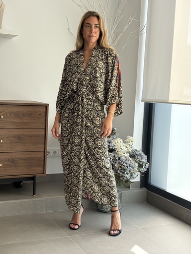 [MN1887N/R] Vestido RUTE Negro/Rojo