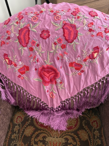 Mantón Farolillo Rosa Borlon