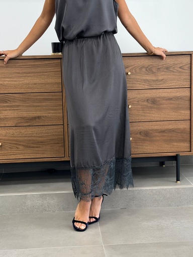 [CEL81476GR] Falda ENCAJE Gris