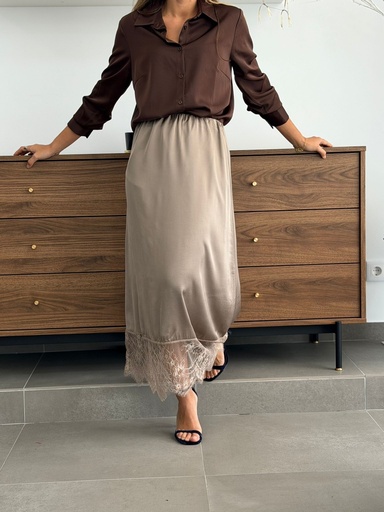 [CEL81476TP] Falda ENCAJE Topo