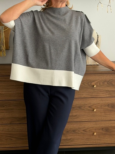 [JNJ1077GR] Jersey BANDA Gris