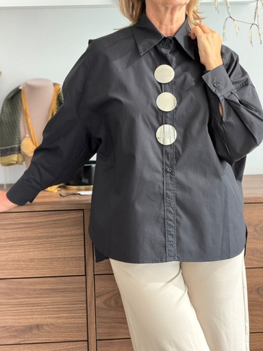 [JNJ1215NG] Camisa MONEDAS Negra