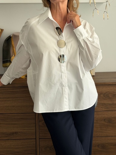[JNJ1215BL] Camisa MONEDAS Blanca
