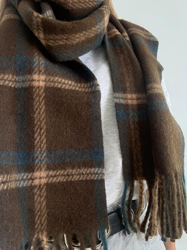 [PAL67486RJ] Bufanda CUADROS Marrón