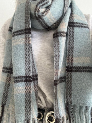 [PAL67630CEL] Bufanda CUADROS Celeste