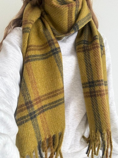 [PAL67630MT] Bufanda CUADROS Mostaza