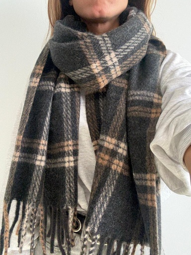 [PAL67630GR] Bufanda CUADROS Gris