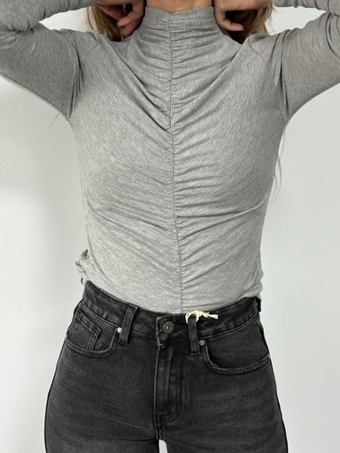 [AK35901GR] Camiseta FRUNCIDO Gris