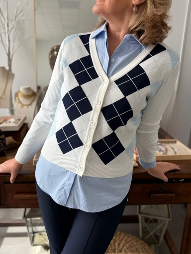 [SHI2011AZM] CHAQUETA ROMBOIDE Marino